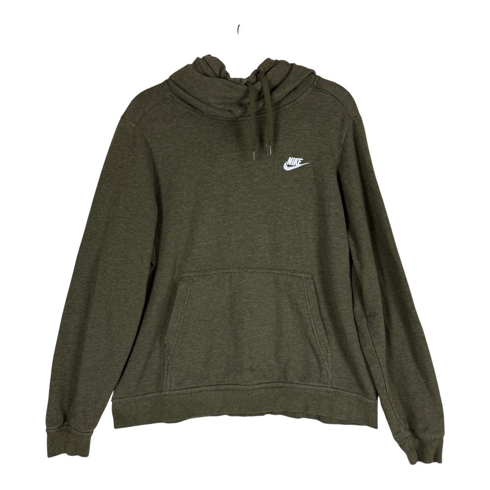 Nike Hoodie Mens XL Green Pullover Fleece Small Swoosh Kangaroo Pocket Logo